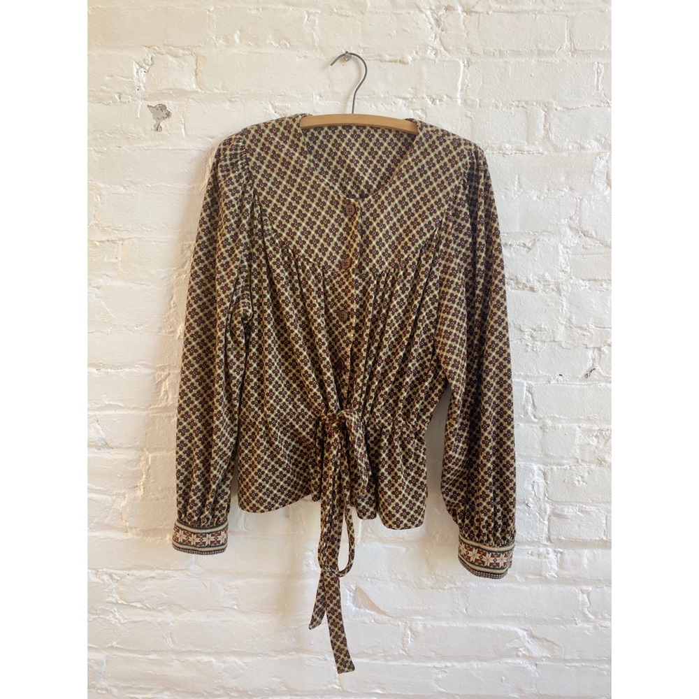 Vintage 1970s Bohemian Flannel Peplum Top